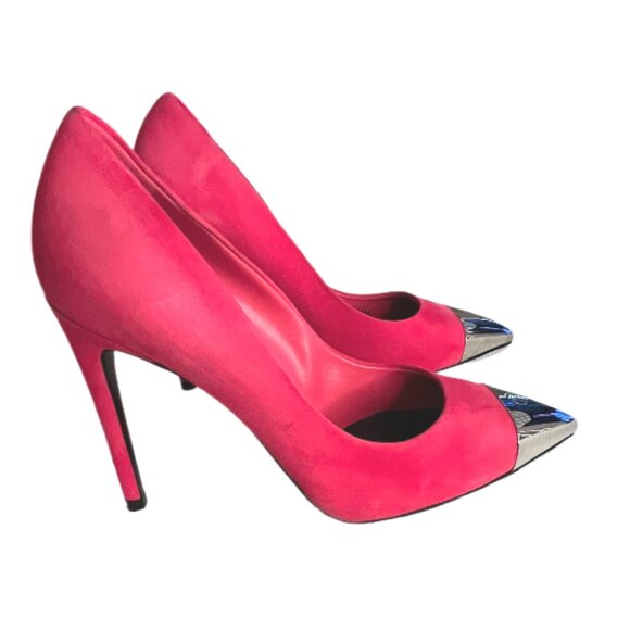 Louis Vuitton Pink Suede Pointed Toe LV Logo Heeled Pumps Size 36 / US Size 6 - Picture 7 of 16